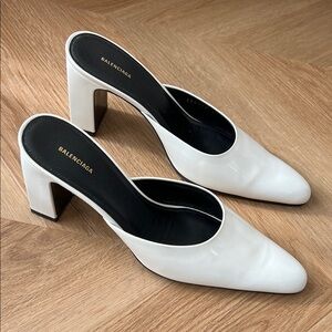 Balenciaga White Mules, 37 NEW